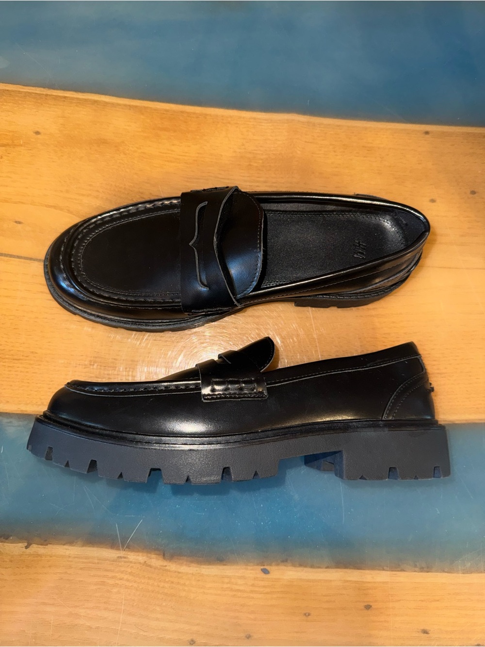 H&M Black Chunky Lug Sole Penny Loafers Women’s Size 40